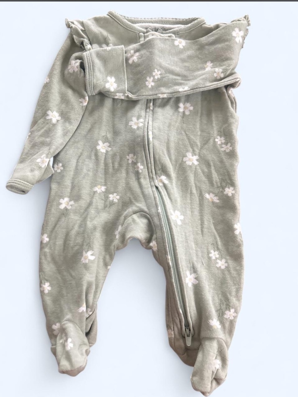 Carter's Olive Green Floral Footed One-Piece
